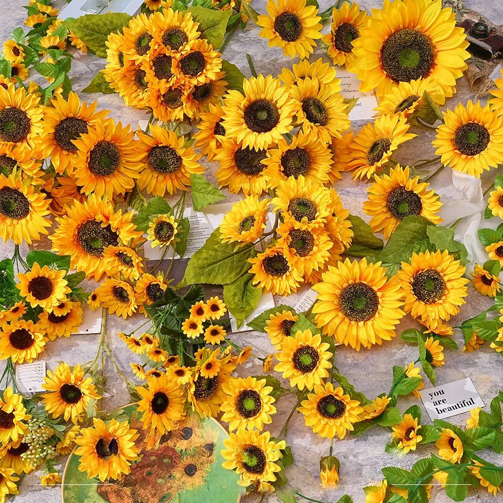 Wholesale Artificial Sunflower Silk Flower Handmade Sunflowers for Wedding Home
