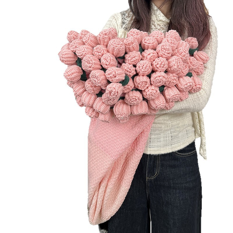 New Dreamy Gradient Rose Carpet Hand-Woven Carpet Wool Bouquet Cover Carpet Finished Product