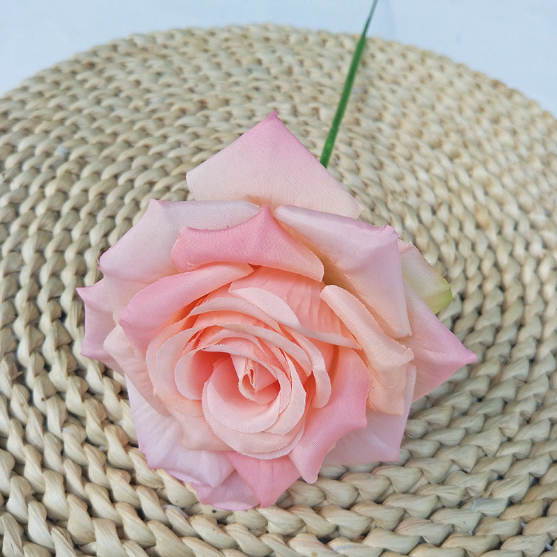 Decorative Large Rose Single Branch Silk Real Touch Artificial Rose Head