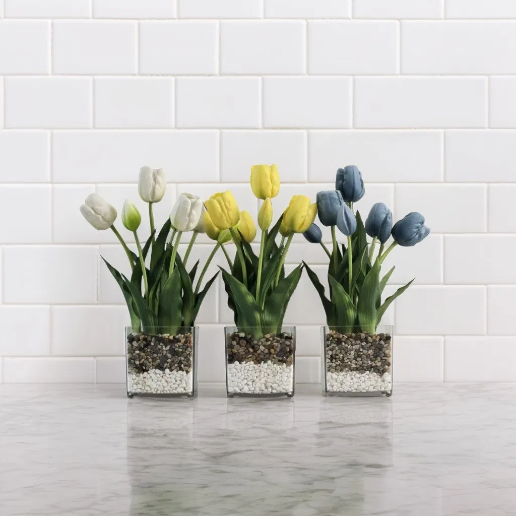 Beautifully Real Touch Tulips in Vase for Lasting Home Decor