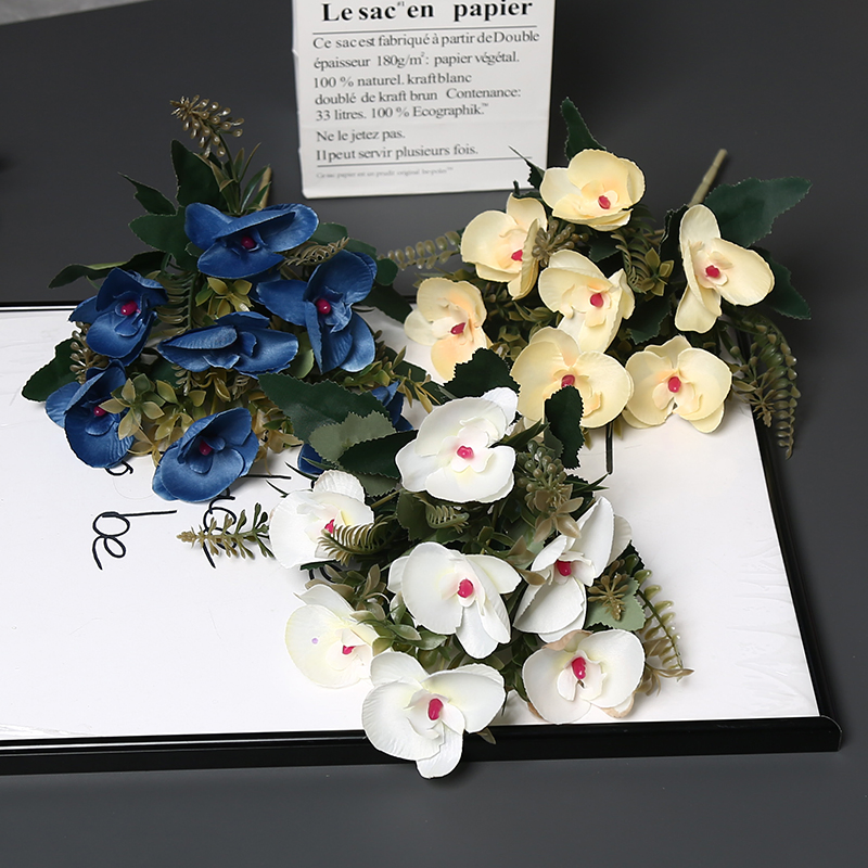 Lifelike Artificial Flower Anemone Arrangement Modern Lofts Floral Carved Yellow Hotel Twine Romantic Cluster Orchid