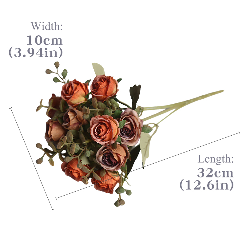 High Retail Quality Retro 10 Head Wedding Color Art Design Home Decorartion Low Price Promotion Manufacturer Extremely Realistic Wholesale Silk Artificial Rose