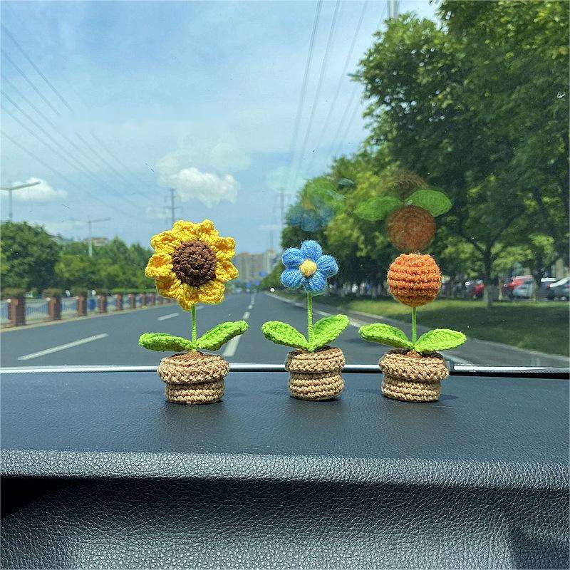 Artificial Carnation Finished Style Knitted Crochet Sunflower