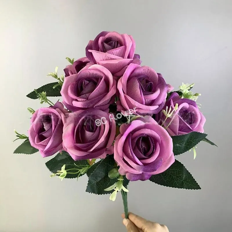 9 Head Velvet Bouquet Rose 8