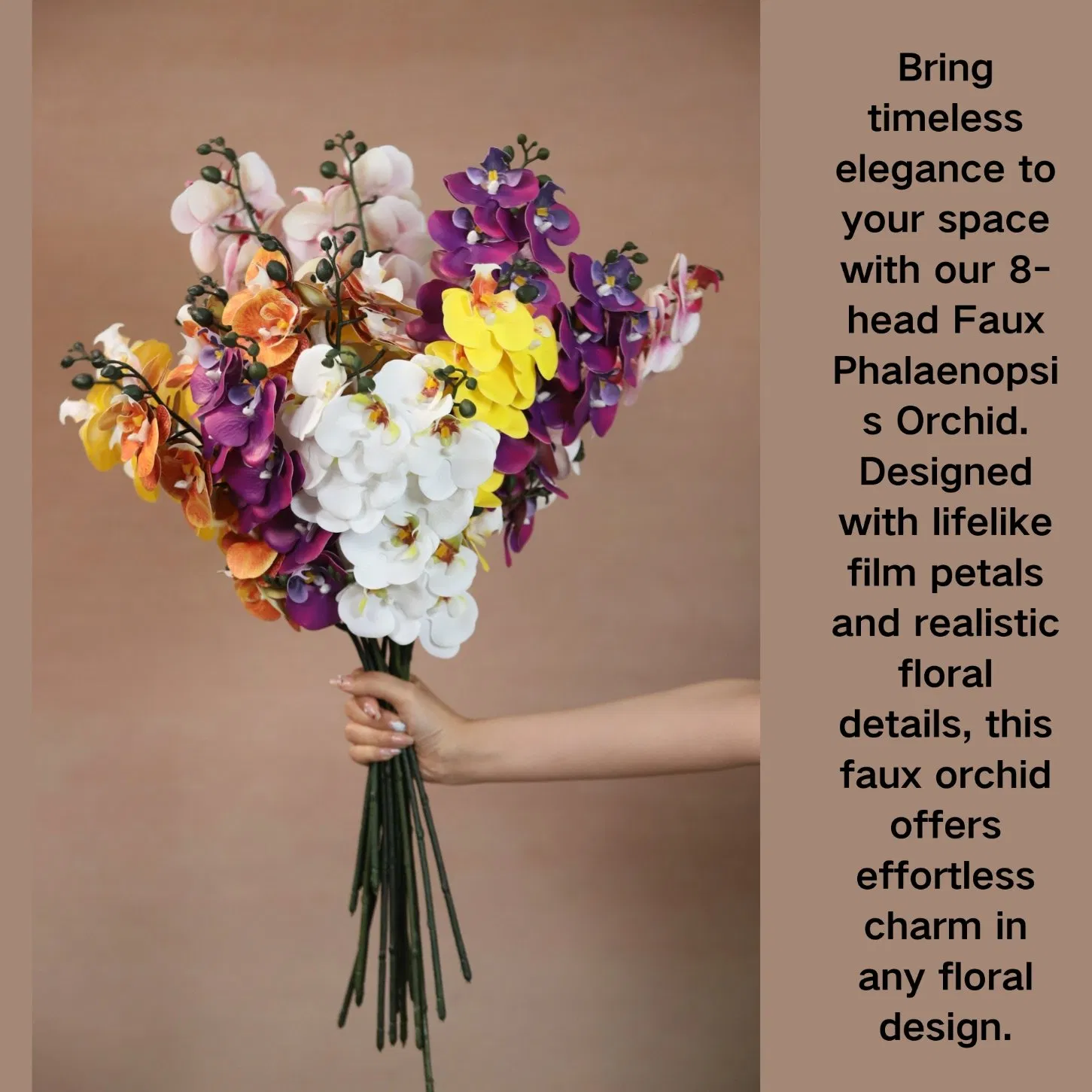 Supplier Artificial Phalaenopsis Orchid Bouquet with Diverse Colored Flowers for Event Arrangement Party Decor Lifelike Orchid Flowers