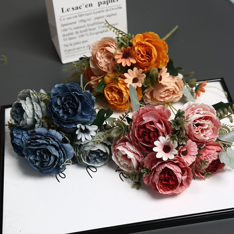 Industrial Edge Artificial Flower Decoration Softens Bridesmaid Bouquet Boutonniere Wrist Corsage Flower Crown Door Wreath Wall Decor Peony
