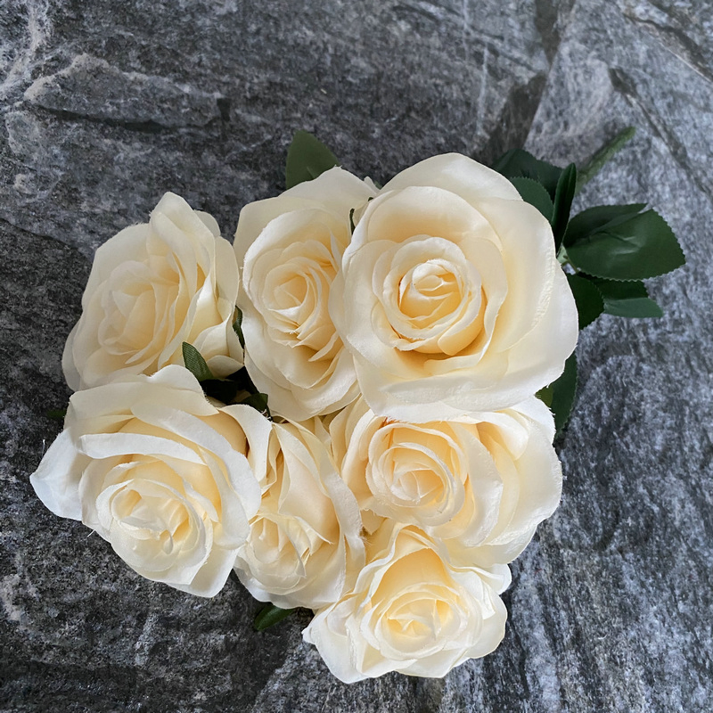 Lifelike 7-Head Silk Rose Bouquet for Home Decor