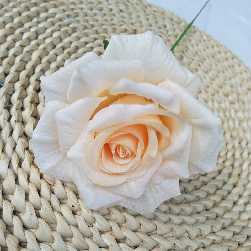 Decorative Large Rose Single Branch Silk Real Touch Artificial Rose Head