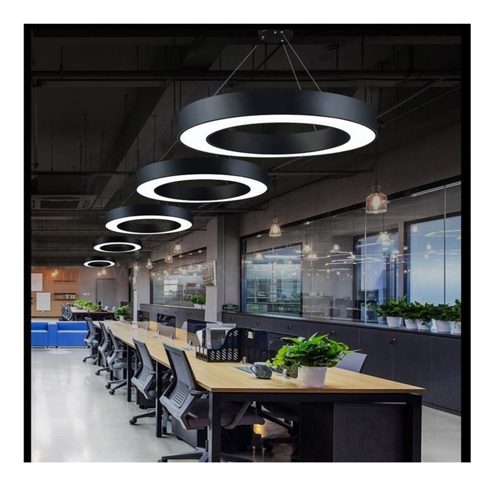 Modern Circle Linear Pendant Light Large Curve LED Ceiling Hanging Lamp C-shaped Chandeliers For Office School Supermarket