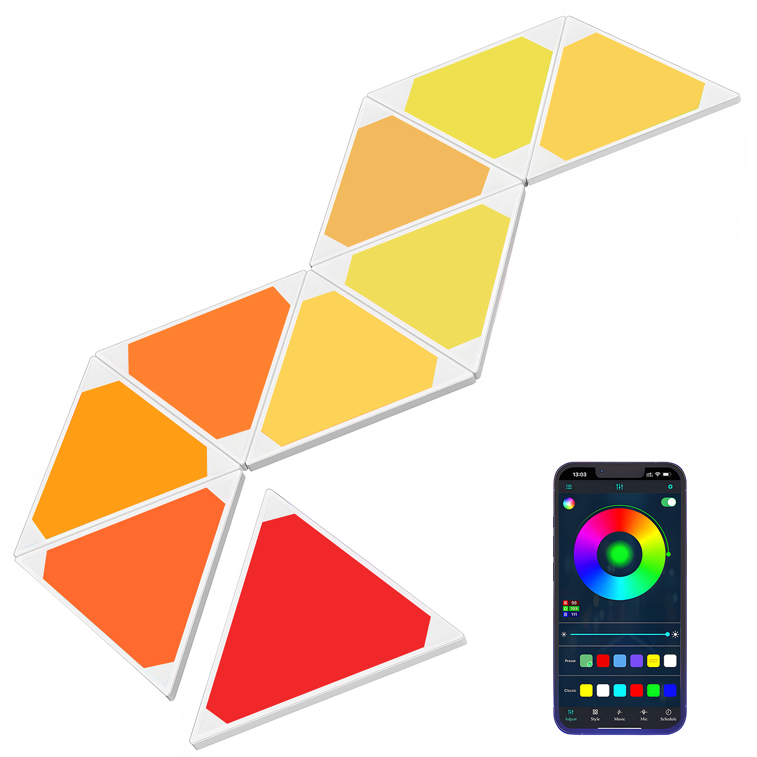 WIFI Smart LED Panel Triangular Wall Lamp Night Light RGB Atmosphere Game Decoration Kit Creative Party Decoration Light