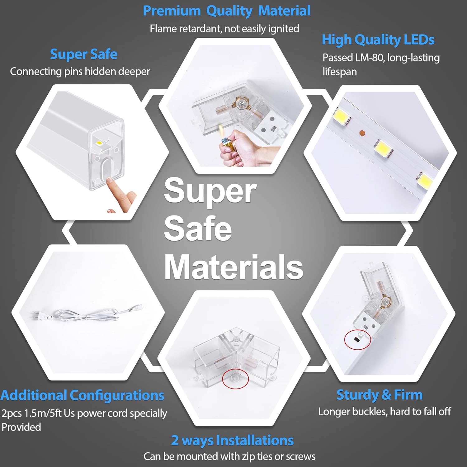 Car Detailing LED Light 14 Grid Hanging Hexagon Ceiling Lights 110w-240w 6500K White for Workshop Gym Garage Hexagonal Light