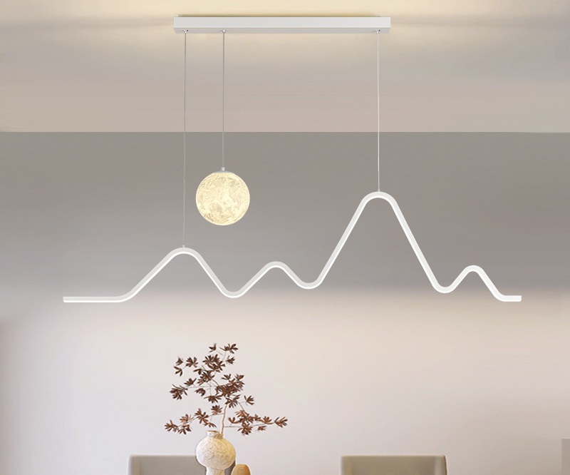 Modern Geometric LED Dimmable Pendant Light Ball Curve Metal Pendent Lamp Simple Restaurant Bar Decoration Ceiling Hanging Light