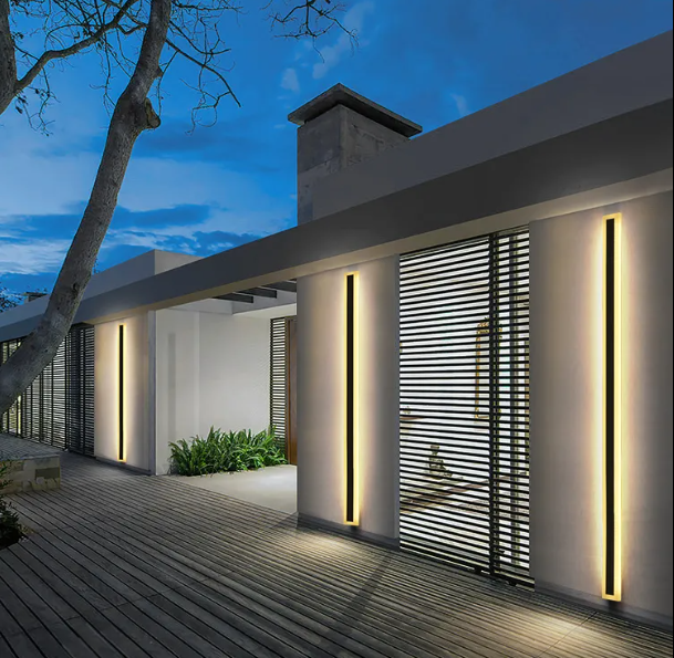 AC110v 220v Modern Decoration Outdoor Exterior Linear Strip Wall Lamp Outside Sconce Long Led Wall Light