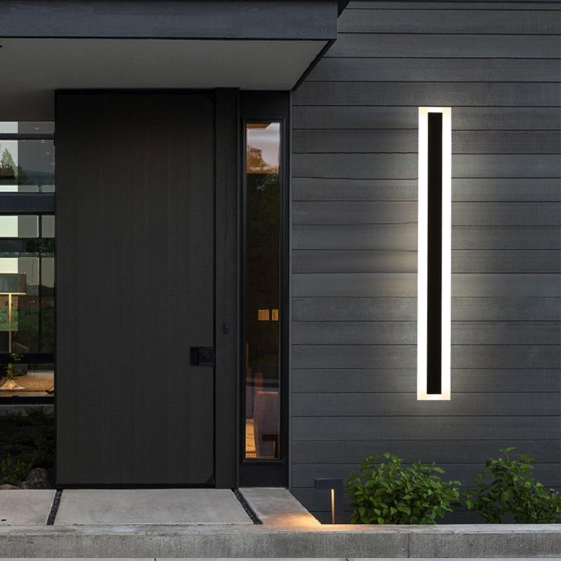 Modern Outdoor Exterior Linear Strip Wall Lamp Garden Sconce Long Led Wall Light 3500k Warm White Aluminum 220V 80 120