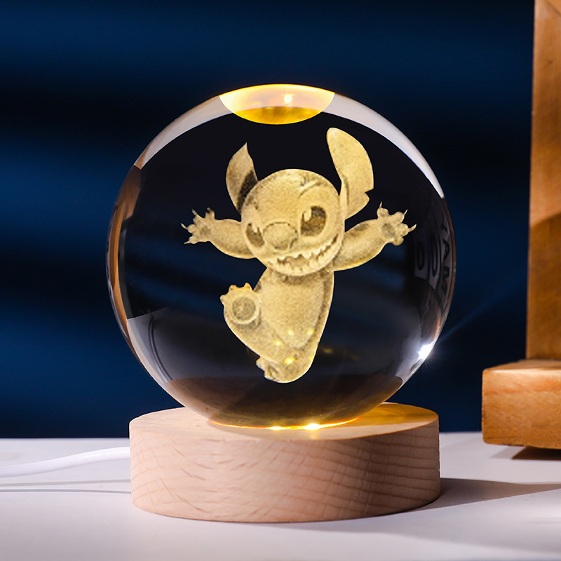 PJhonor 12 Zodiac Signs 6cm 8cm LED Light Solar System Moon Saturn Planet Sphere 3D Laser Engraved Crystal DIY Wedding
