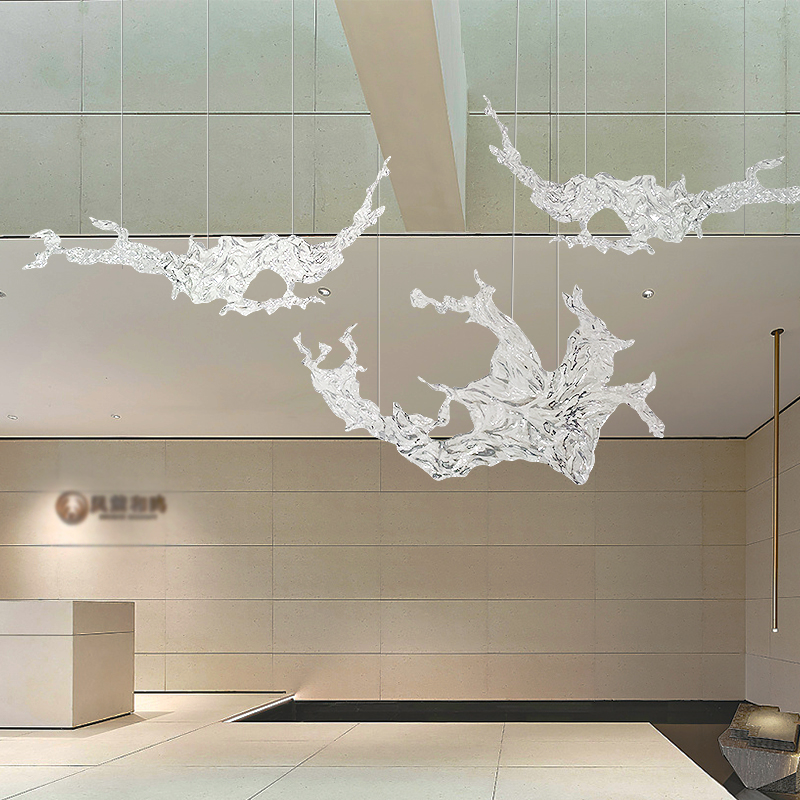 Nordic New Design Art Deco Transparent Led Resin Sculpture Customized Hall Living Room Villa Lobby Hotel Wedding Hanging Lights