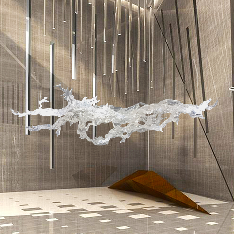 Nordic New Design Art Deco Transparent Led Resin Sculpture Customized Hall Living Room Villa Lobby Hotel Wedding Hanging Lights