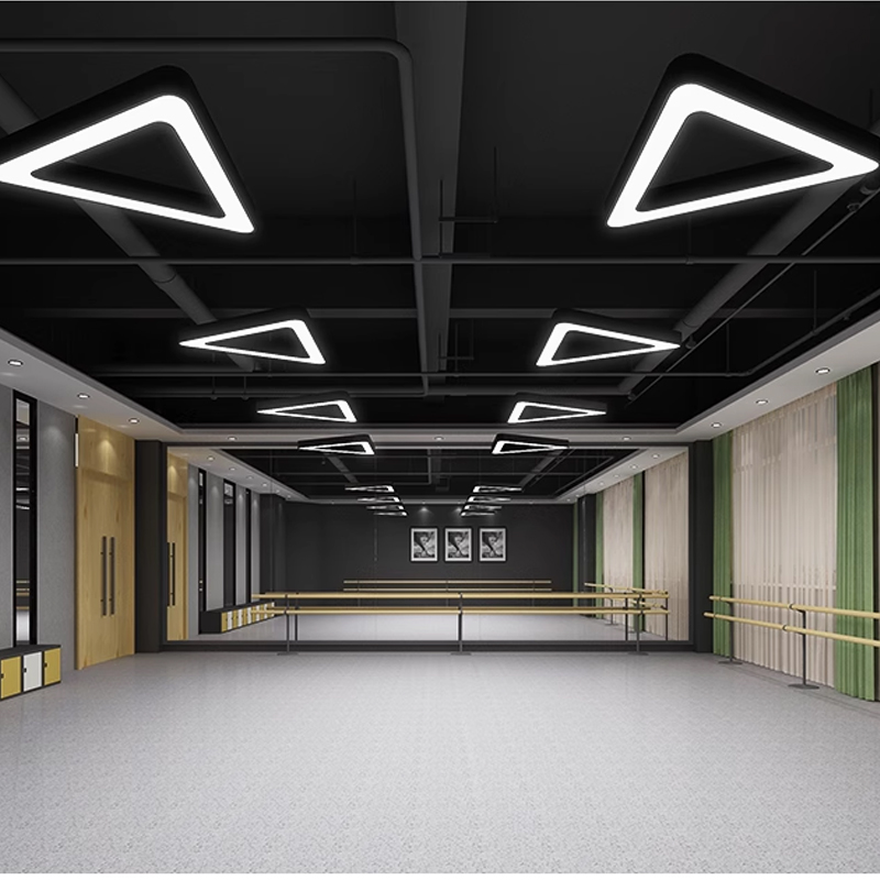 Creative LED Triangle Industrial Style Chandelier Personality for Office Gym Internet Cafe Engineering Splicing Lamps Middle