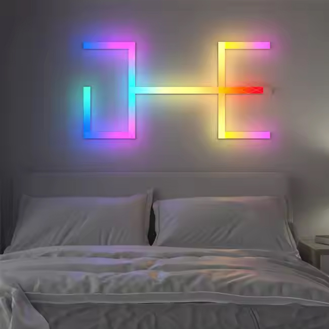 Banqcn Room Decoration Creative Smart Home DIY Geometry Splicing WIFI Music Sync Rgbic Color Changing Gaming Wall Lighting bar