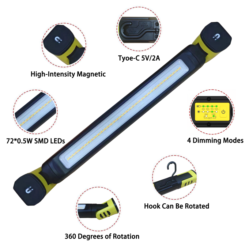 Boutique Factory Supports Oem and Odm LED Rechargeable Under Hood LED Underhood Portable Adjustable Car Inspection Work Light
