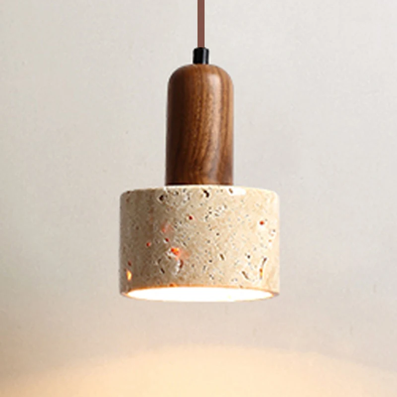 Popular Wabi Sabi Beige Stone LED Pendant Light with 2-Year Warranty Restaurant Decor Dining Kitchen Island Droplight Travertine