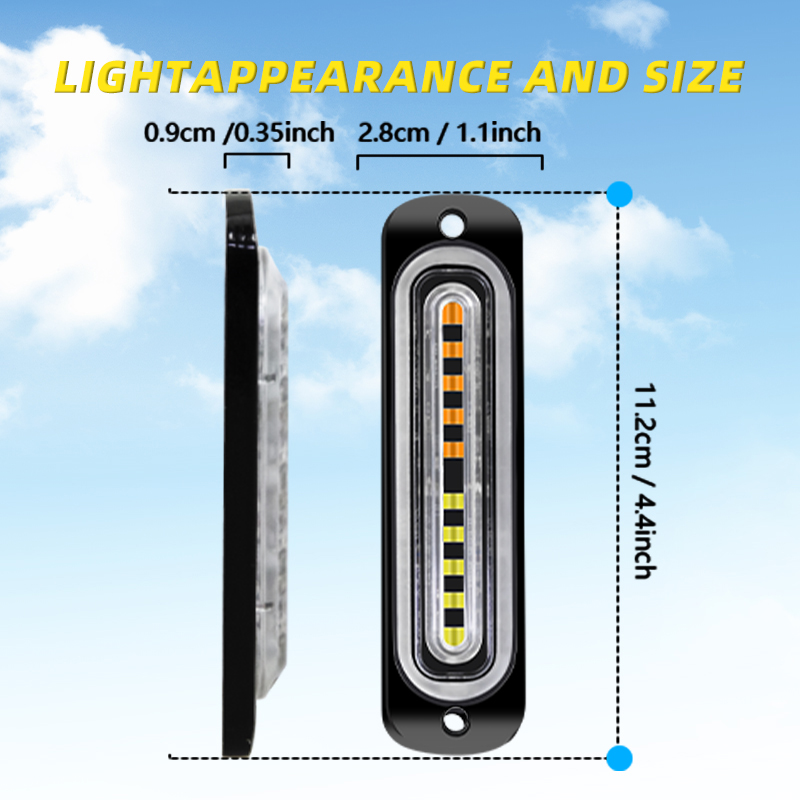 New LED Side Marker Light Ultra-thin Light 10LED Truck Side Grid Light 12-24V Car Strobe Lamp Yellow Blue Red