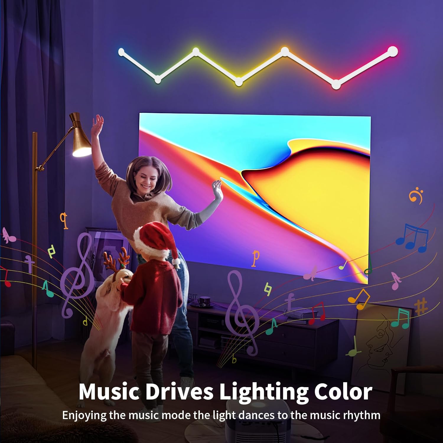 Smart 9 Line Glide Lively Creative Light Bar LED RGB DIY Geometry Splicing Wall Gaming Light With Music Sync