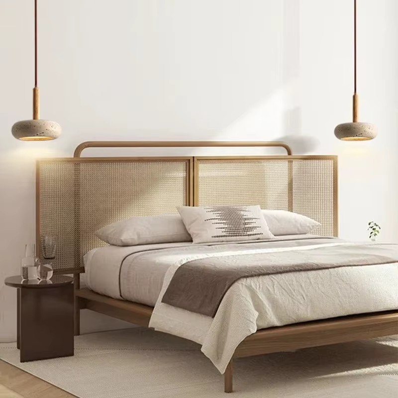 Wholesale Retro Stone Pendant Light Minimalist Lighting for Bedroom Villa Hotel Decor Natural Yellow Travertine LED Hanging Lamp