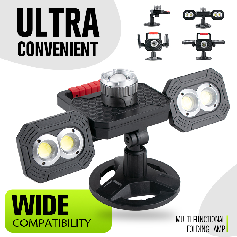 Multi-functional Folding Magnetic COB Work Light, Rechargeable High-brightness Tool Light, Portable Hand-held Maintenance Light