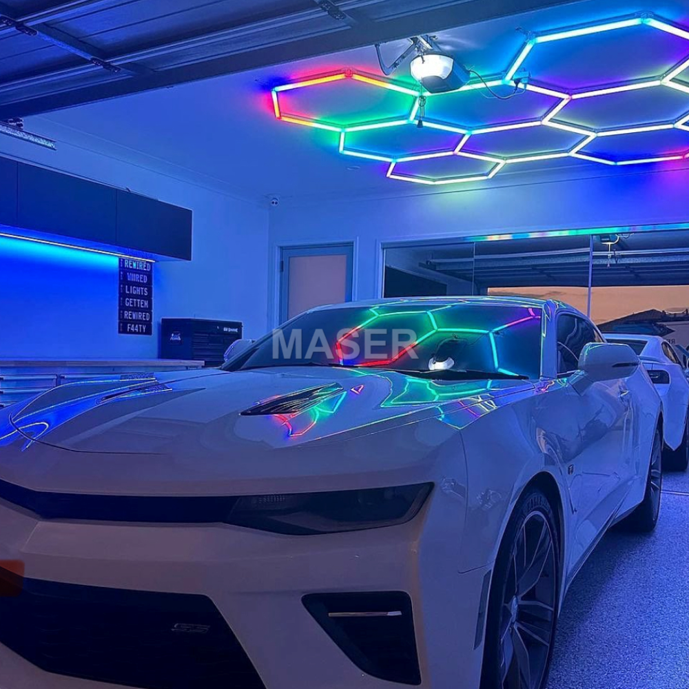 High Quality Indoor Lighting Modern 100V-240V Hexagon RGB Lights for Garage Gym Game Room 8 Grid Honeycomb Lights