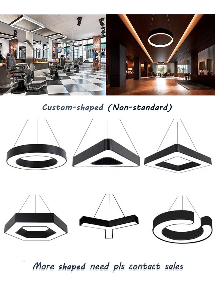 Modern Circle Linear Pendant Light Large Curve LED Ceiling Hanging Lamp C-shaped Chandeliers For Office School Supermarket
