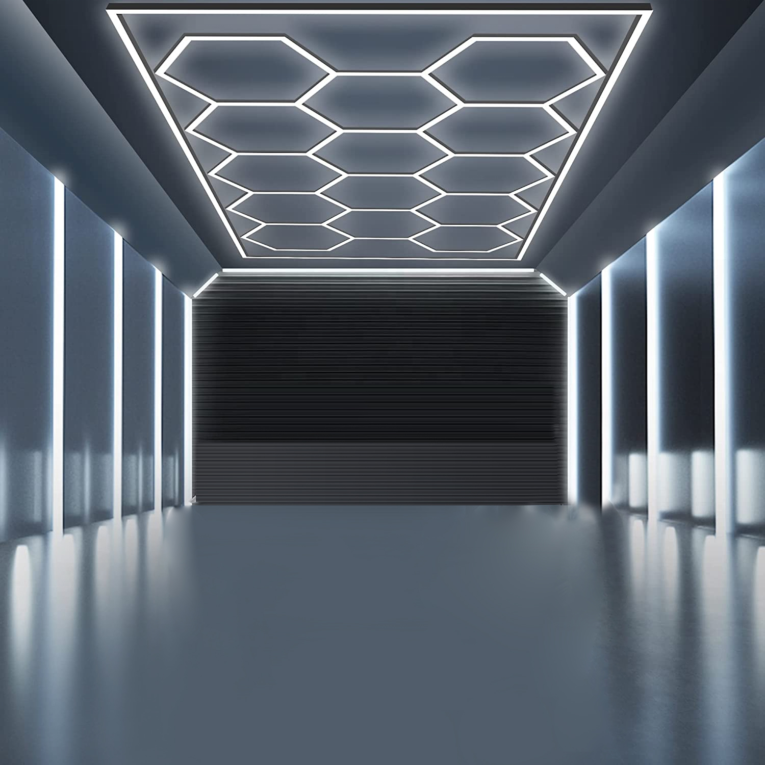 Portable RGB LED Work Lighting Car Showroom Auto Workshop Hexagonal Ceiling Lights Waterproof Detailing Light