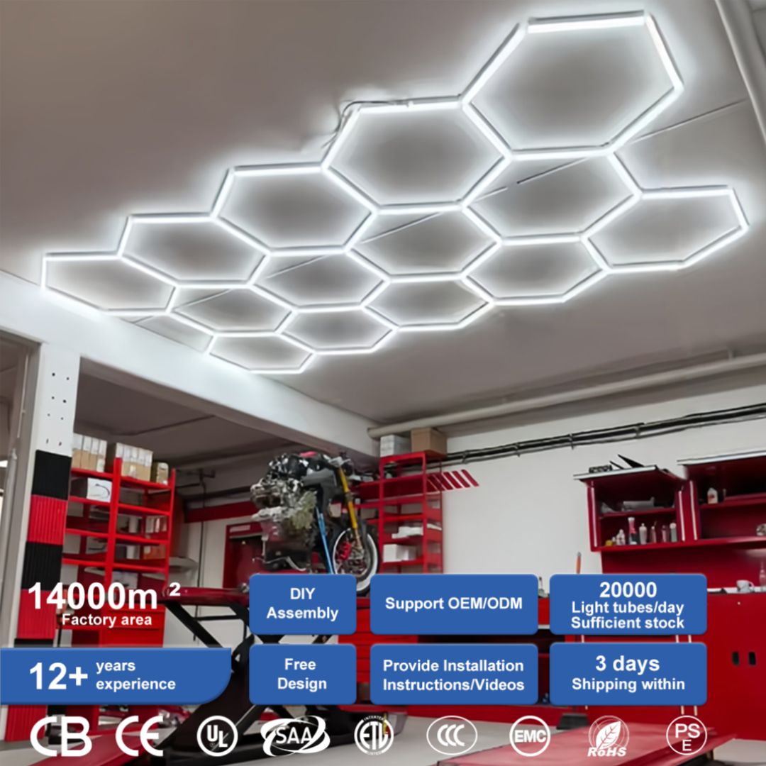 Energy Saving DIY Led Hexagon Honeycomb Car Workshop Garage Light Ceiling Panel