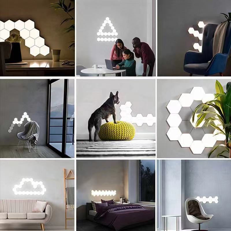 Colorful LED Night Light Creative Geometry Assembly Remote Control Hexagonal Wall Lamp for Living Room Bedroom DIY Decoration