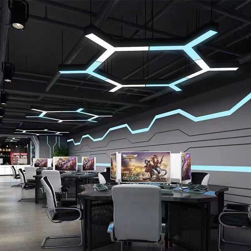 Honeycomb Lamp for Home Gym Equipment Lighting Hexagonal Decorative Gym Light 36W LED Black and White