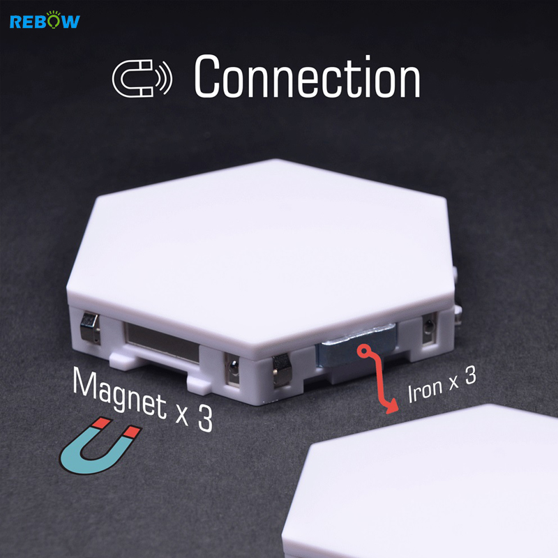 Rebow Large Stock DIY Modern Nordic Minimalist Touch Honeycomb RGB Led Indorr Hexagon Night Light