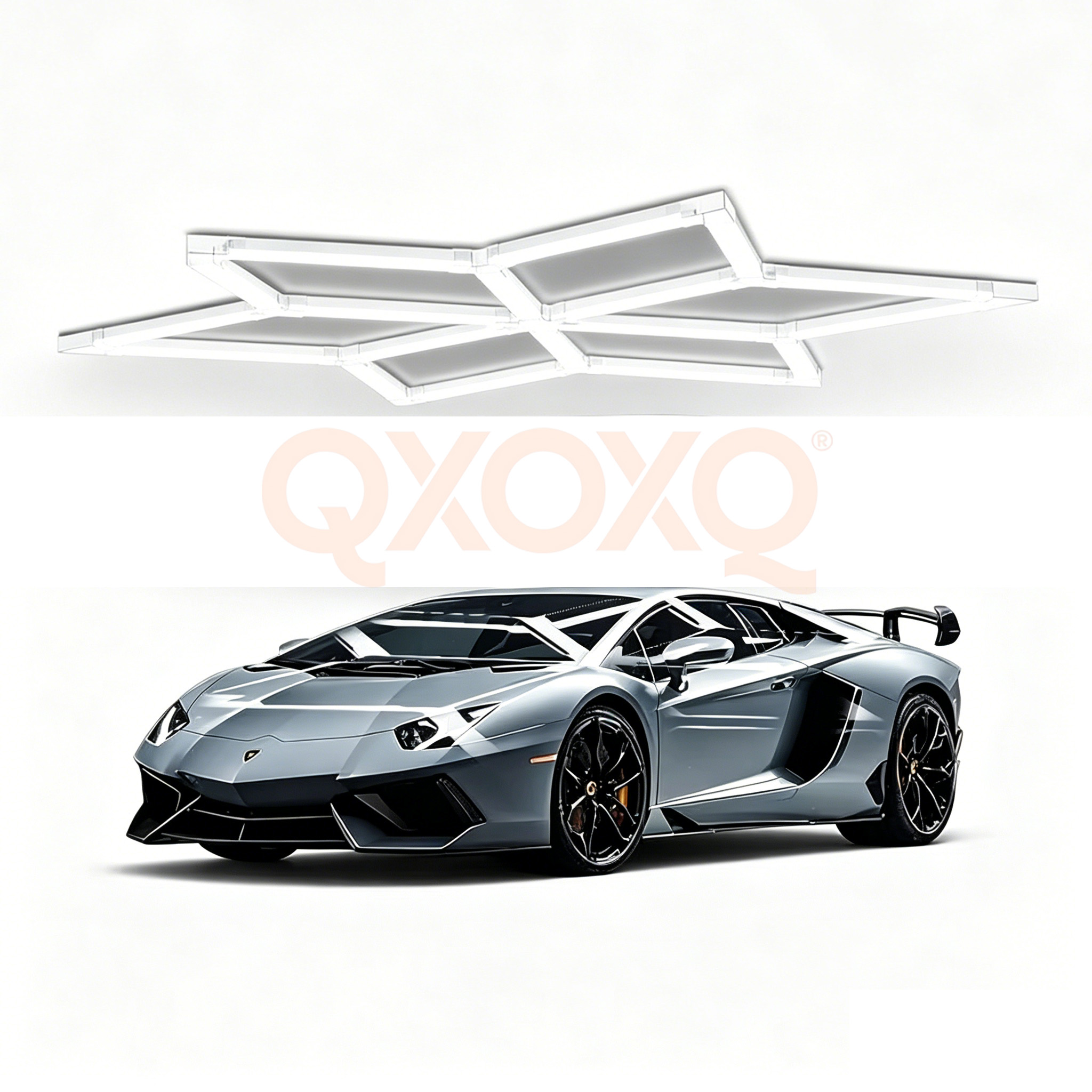 Hexagram Garage Lights 6 Rhombus 180W 15120LM 6500K Super Bright LED Ceiling Light for Garage Workshop Gym Car Detailing