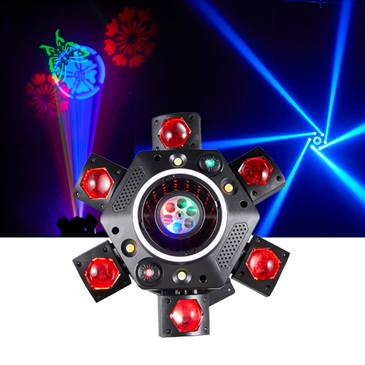 Hexagonal Kaleidoscope LED RGBW Four-Color Ultra Smooth Dimming Moving Head Lights PVC IP33 Stage Lighting