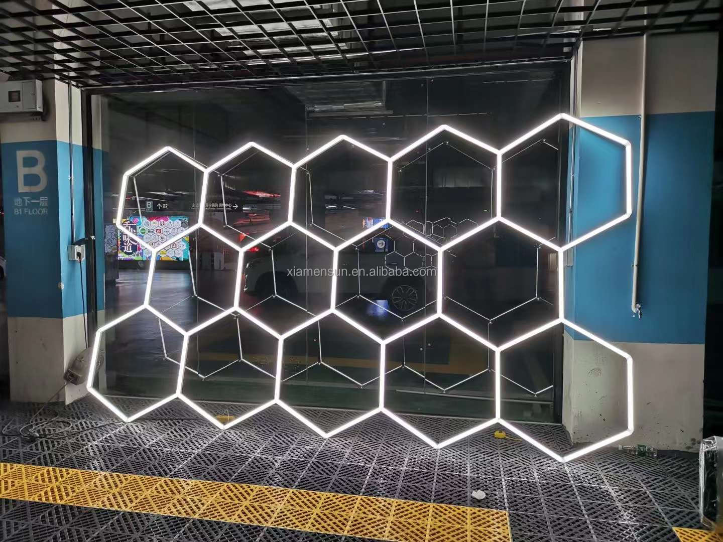 LED Hexagon Garage Light Indoor for Ceiling Customized Dimmable 110V/220V Wall Ceiling for Car Detailing