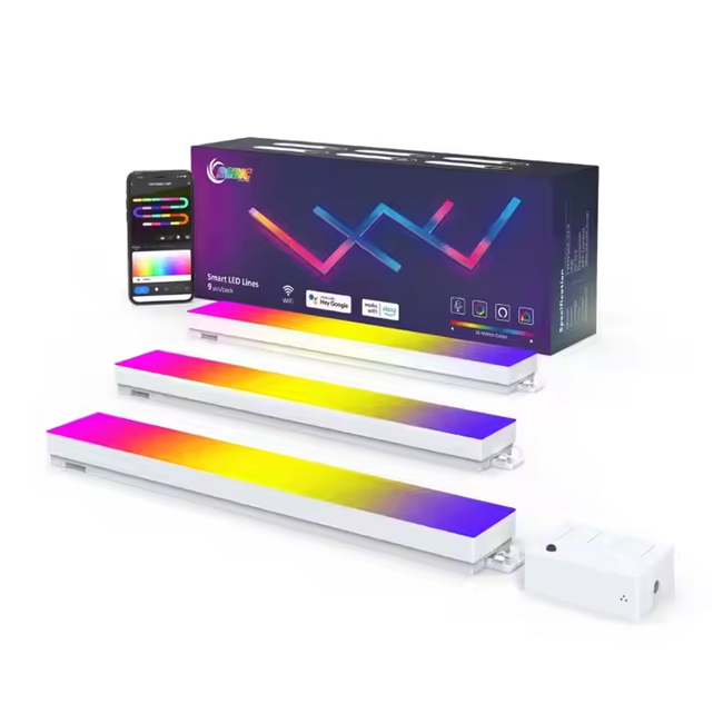Banqcn Room Decoration Creative Smart Home DIY Geometry Splicing WIFI Music Sync Rgbic Color Changing Gaming Wall Lighting bar