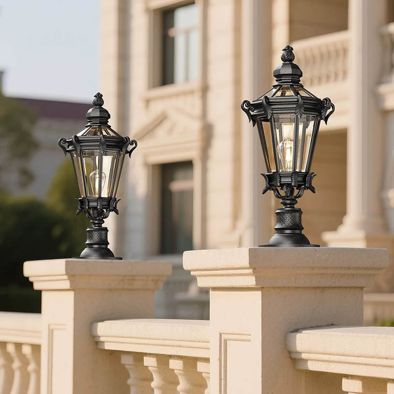 Retro Design Octagonal European Style Cast Aluminum IP65 Waterproof Electric Outdoor LED Wall Lamp 2700K Warm White for Garden