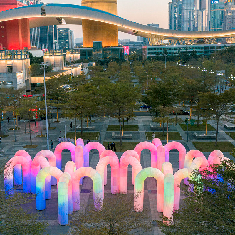 Inflatable Luminous U-shaped rainbow Arch Colorful Color-changing Outdoor Celebration Decoration Layout Gas Model Custom Lamps