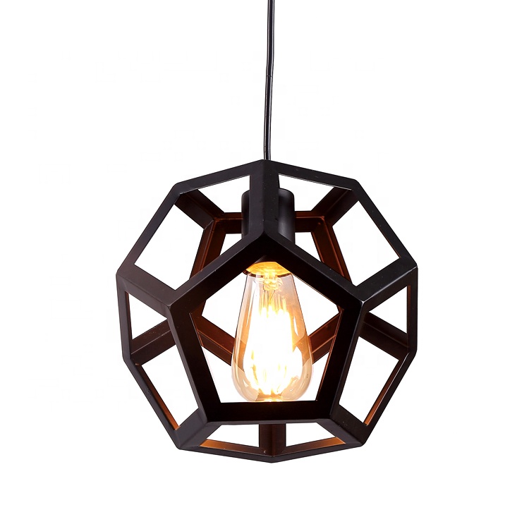 Rustic Retro Iron Dining Geometric Polygon Loft Pendant Light