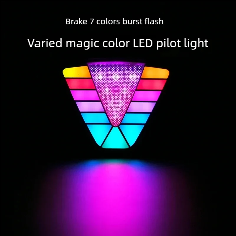 12V 24V Dynamic Colorful RGB LED Brake Lights Car Triangle Rear Third Brake Lights Pilot Warning Stop Safety Lamp for Car Truck