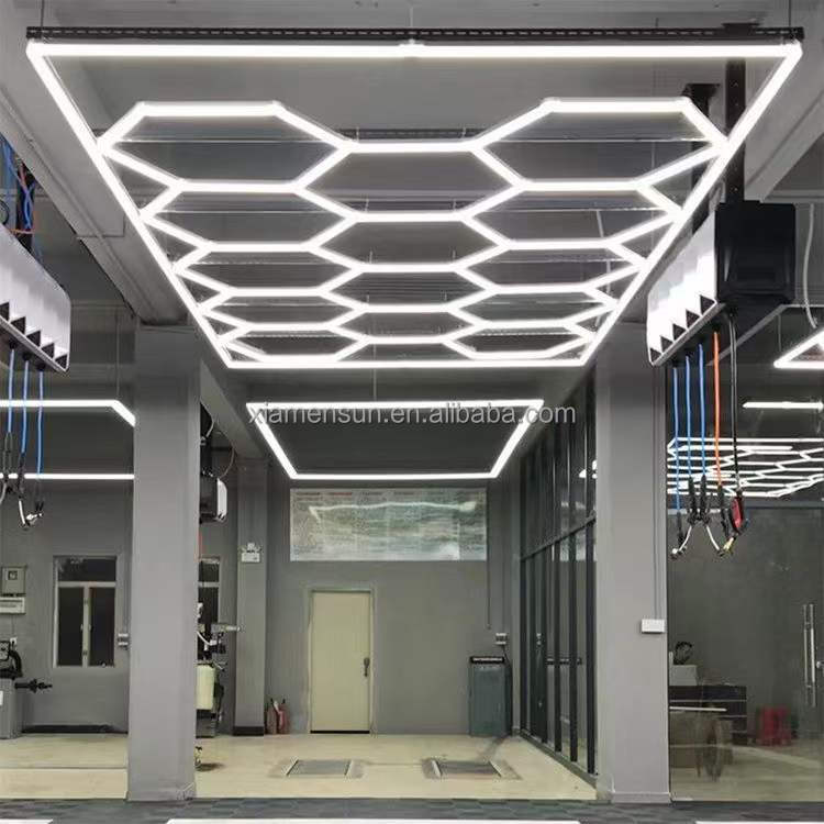 LED Hexagon Garage Light Indoor for Ceiling Customized Dimmable 110V/220V Wall Ceiling for Car Detailing