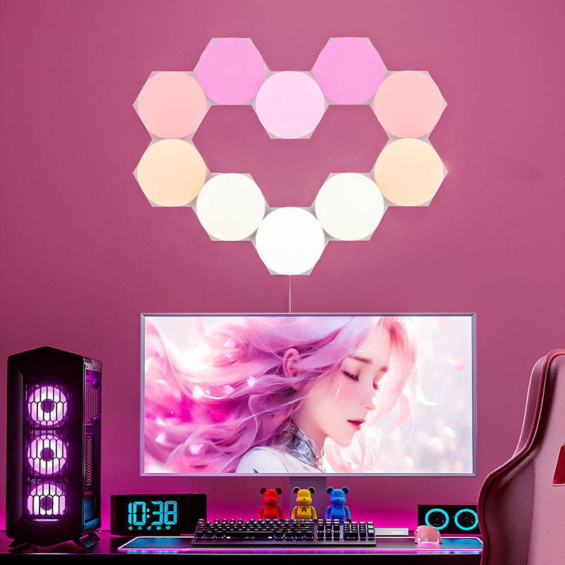 Ultra Thin Creative Smart Removable Wall Lamp Big Hexagon Honeycomb Led Light Music Rhythm Wifi Gaming Room Smart Light