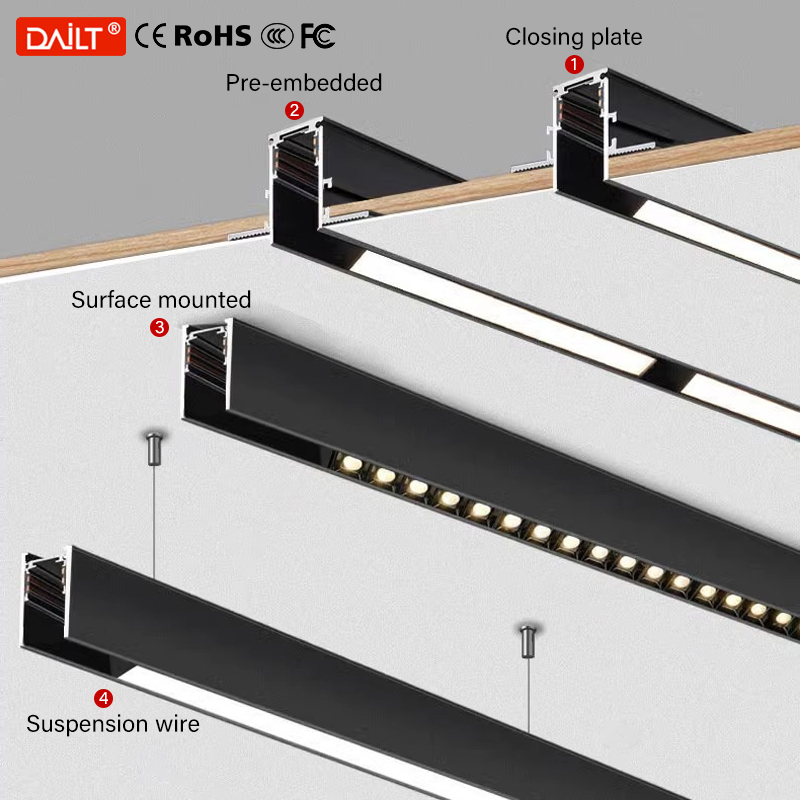 Indoor LED Track Lighting Modern Magnetic Linear Magnet Track Aluminum Body Surface Recessed Pendant Led Track Spotlights
