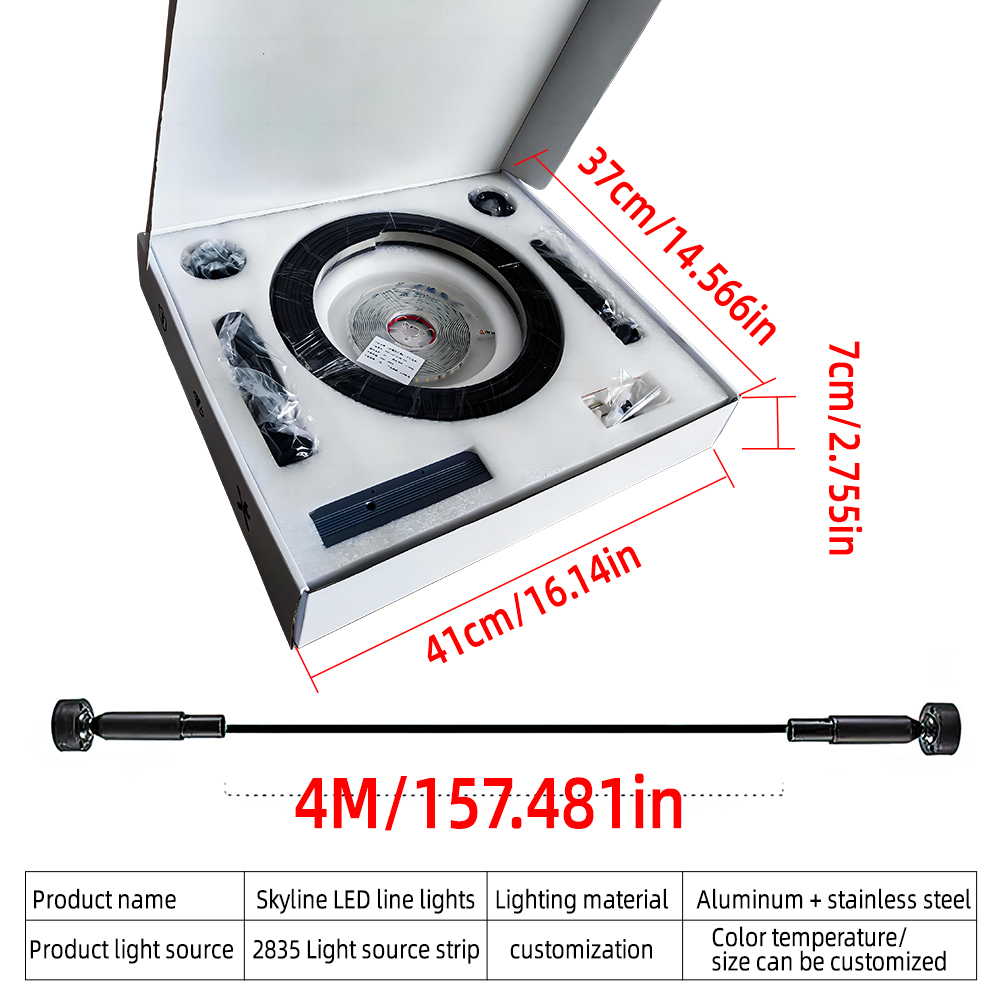 4M DIY Vertical Skyline Linear Light Composed Of Aluminum Profile And LED Strip Light For Ceiling Wall Installation 24v