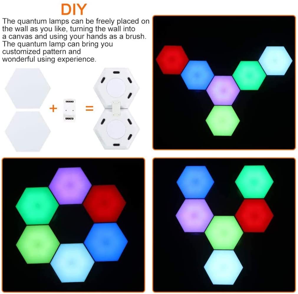 DIY Geometric Splicing Design Hexagonal Shape APP Sync Music Control RGBIC Smart Hexagon LED Gaming Room Night Light Accessories
