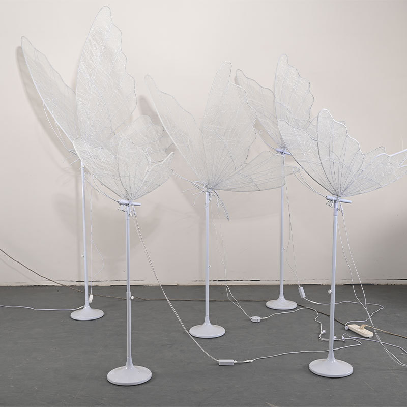White Butterfly LED Waterproof IP55 Rated Adjustable Height Romantic Hanging Floor Lamp Premium Wedding Ceiling Decoration